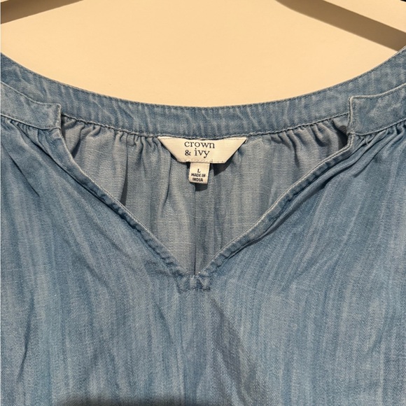 Embroidered Denim Blue Boho Top - Picture 3 of 3